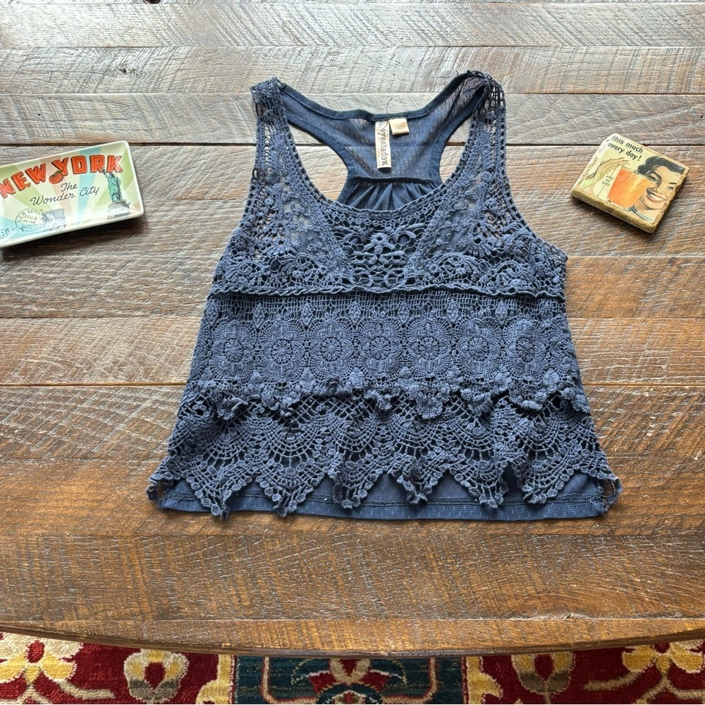 Eyeshadow Blue Embellished Tank Top - Picture 2 of 7